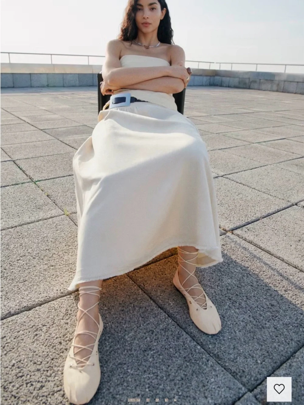 Mango Cream Lace-Up Split-Toe Ballet Flats with Ankle Wrap